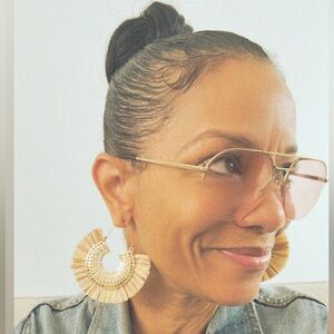 Gold and Tan Statement Earrings